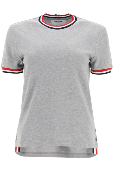 Shop Thom Browne Cotton Piquet T-shirt In Light Grey