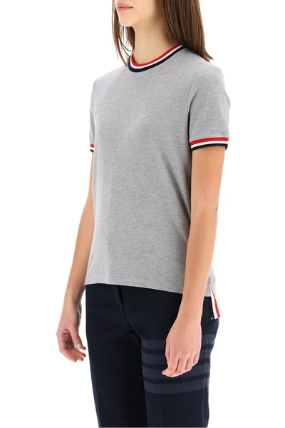 Shop Thom Browne Cotton Piquet T-shirt In Light Grey