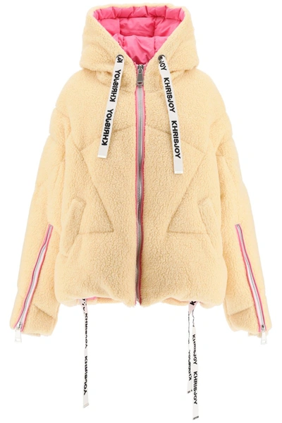 Shop Khrisjoy Eco-shearling Khris Puffer Jacket In Beige