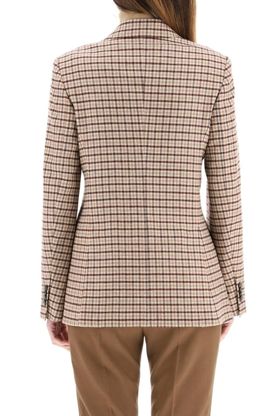 Shop Max Mara Checkered Double-breasted Jacket In Bordeaux Marrone