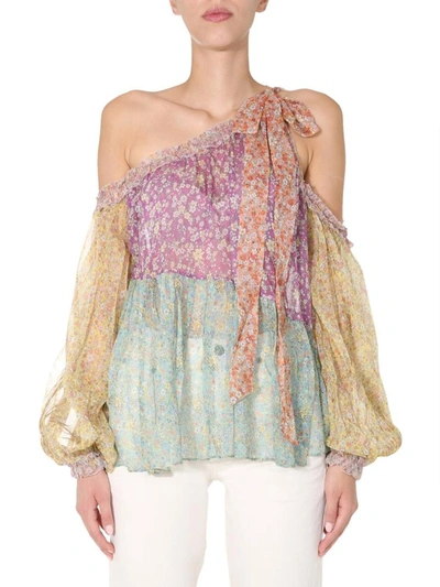 Shop Zimmermann Asymmetric Blouse In Multicolour