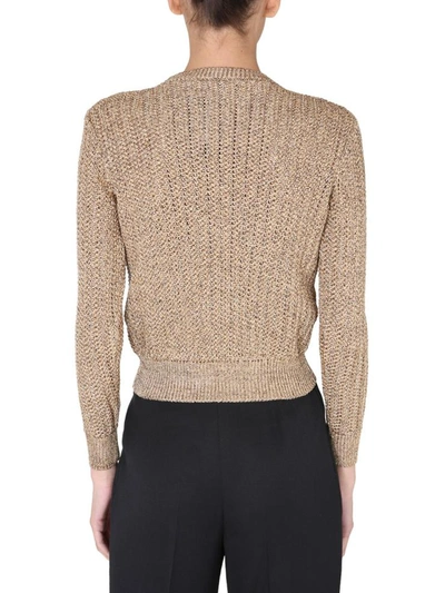 Shop Saint Laurent Crew Neck Sweater In Gold