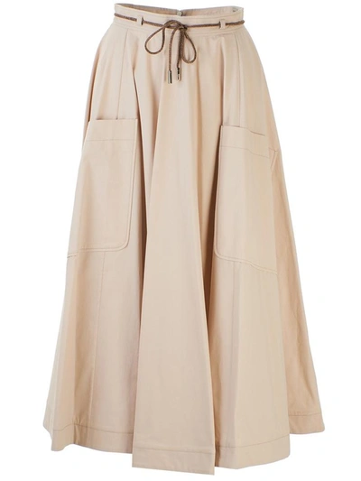 Shop Eleventy Sand Poplin Skirt In Beige