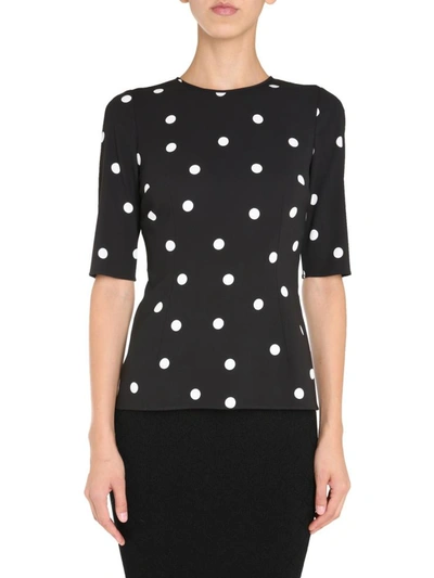 Shop Dolce & Gabbana Stretch Cady Blouse In Black