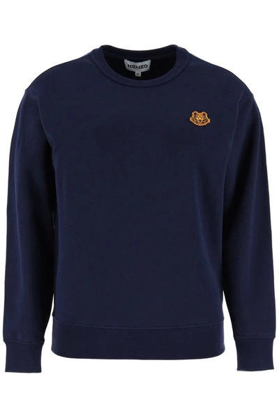 Shop Kenzo Tiger Patch Sweatshirt In Bleu Marine