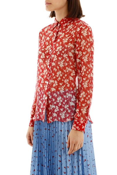 Shop Hvn Cristina Shirt In Red Wildflower
