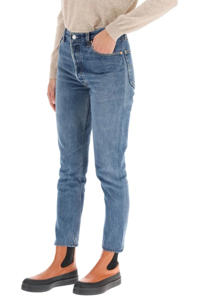 Shop Re/done High Rise Jeans Ankle Crop X Levi's In Indigo