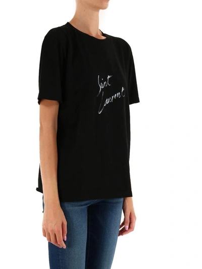 Shop Saint Laurent T-shirt Signature Black