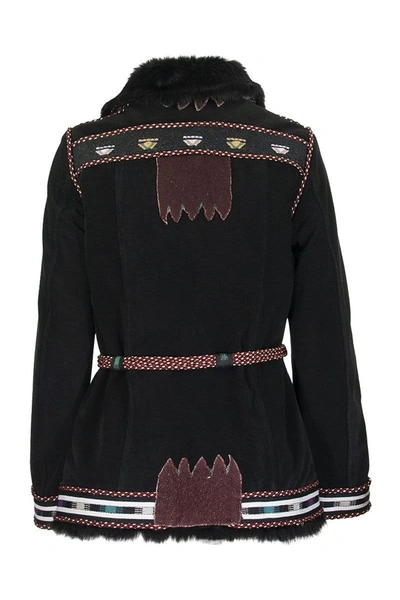 Shop Etro Morgan Sheepskin Jacket With Embroidery In Black