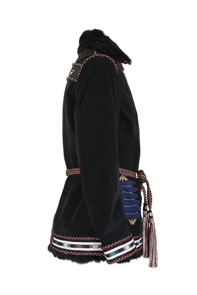 Shop Etro Morgan Sheepskin Jacket With Embroidery In Black