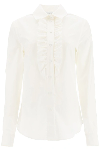 Shop Moschino Poplin Jacquard Shirt In Fantasia Bianco