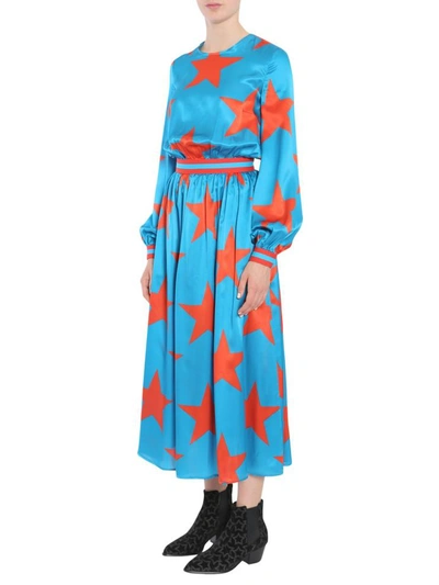 Shop Msgm Silk Dress In Blue