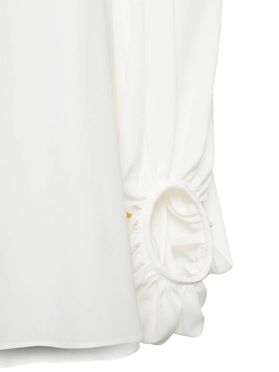 Shop Alexander Mcqueen Silk Shirt With Puffed Sleeves In White