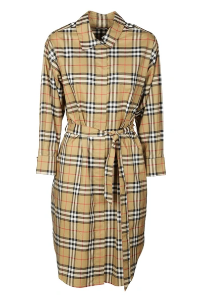 Shop Burberry Dresses In Beige