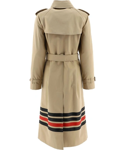 Shop Burberry Stripe Trench Coat In Beige