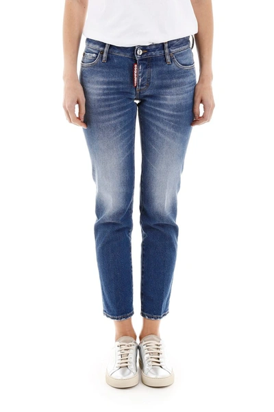 Shop Dsquared2 Jennifer Cropped Jeans In Blue