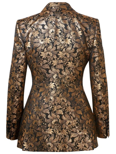 Shop Dolce & Gabbana Blazer Jacquard Oro Nero In Black