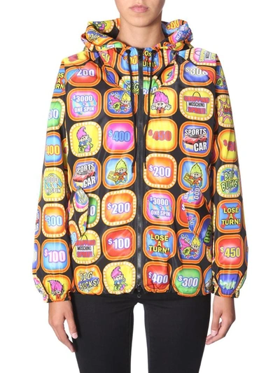 Shop Moschino Hooded Jacket In Multicolour