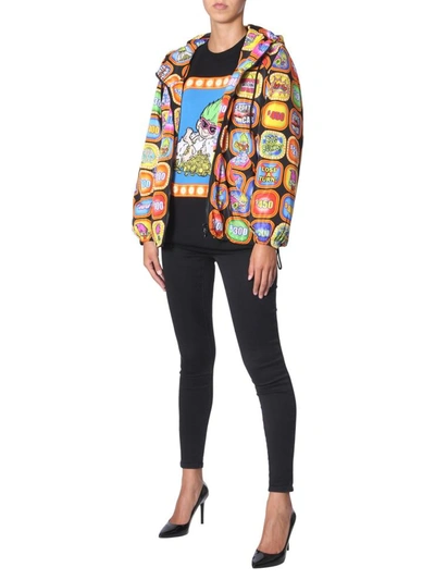 Shop Moschino Hooded Jacket In Multicolour