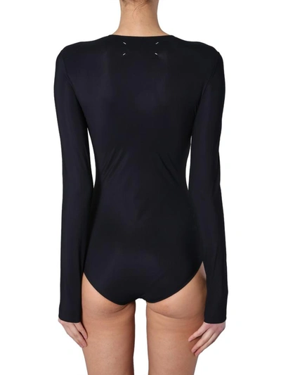 Shop Maison Margiela Long Sleeved Bodysuit In Black