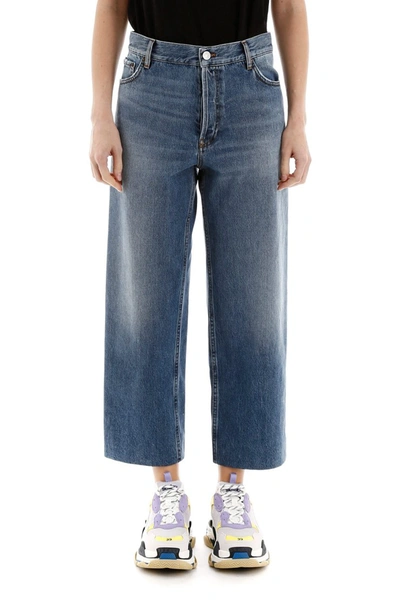 Shop Balenciaga Cropped Jeans In Light Vint Indigo