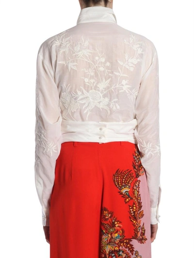 Shop Etro Embroidered Shirt In White