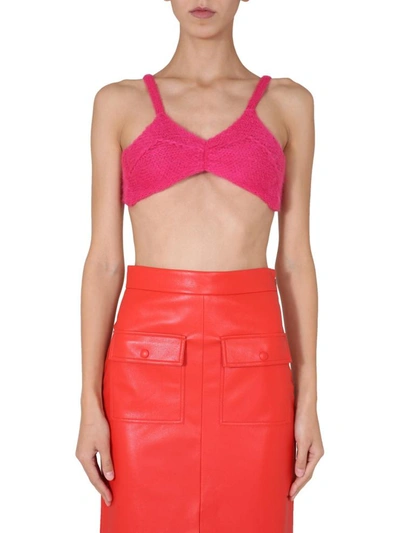 Shop Msgm Knitted Top In Fuchsia