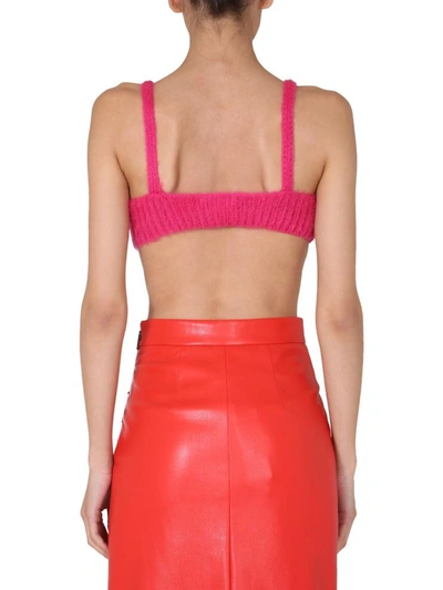 Shop Msgm Knitted Top In Fuchsia