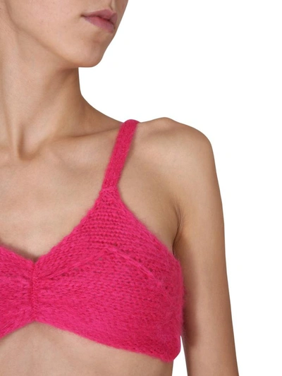 Shop Msgm Knitted Top In Fuchsia