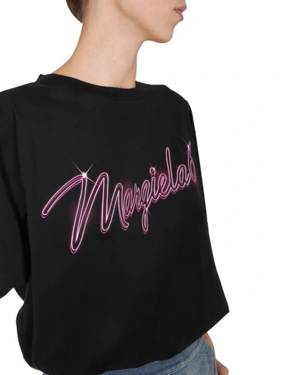 Shop Mm6 Maison Margiela Crew Neck T-shirt In Black