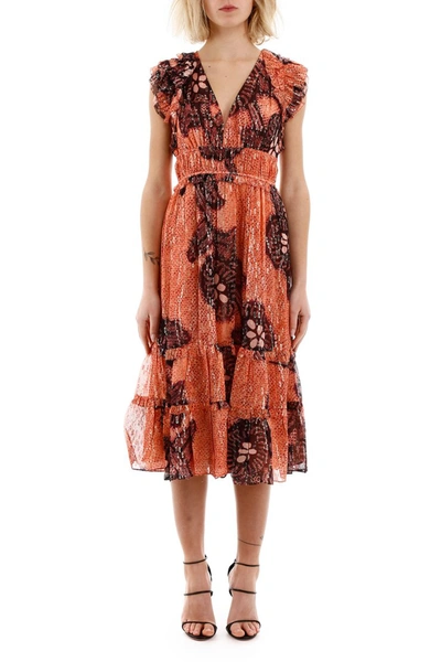 Shop Ulla Johnson Akira Silk Dress In Coral