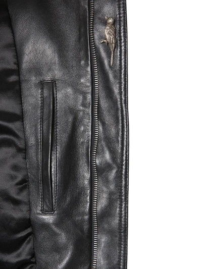 Shop Saint Laurent Leather Jacket In Black