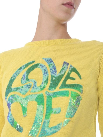 Shop Alberta Ferretti "love Me" Sweater In Yellow