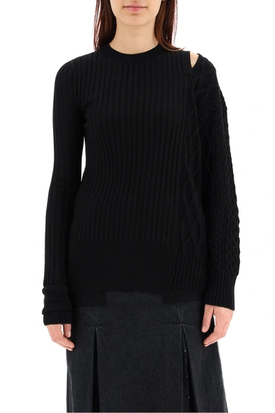 Shop Sacai Asymmetrical Sweater In Black