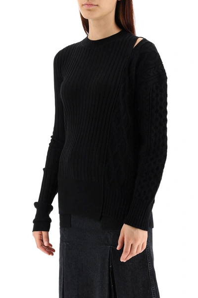 Shop Sacai Asymmetrical Sweater In Black