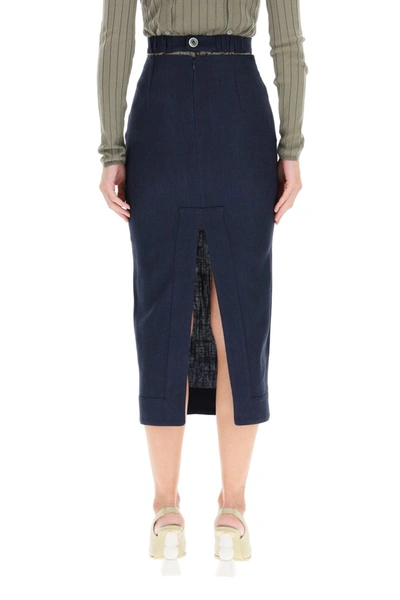 Shop Jacquemus Valerie Midi La Jupe Skirt In Dark Blue