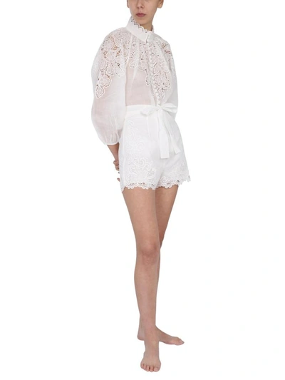 Shop Zimmermann "lulu Scallop" Shorts In White
