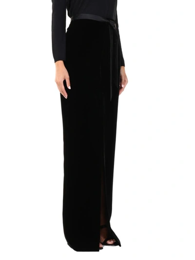 Shop Saint Laurent Long Black Velvet Skirt
