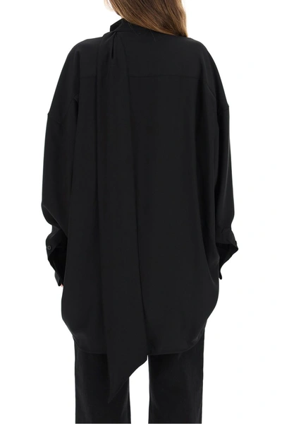 Shop Balenciaga Tuxedo Shirt With Lavalliere In Black