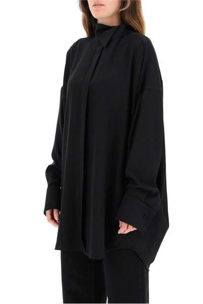 Shop Balenciaga Tuxedo Shirt With Lavalliere In Black