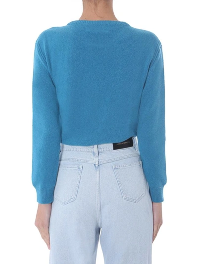 Shop Alberta Ferretti "love Me" Sweater In Baby Blue