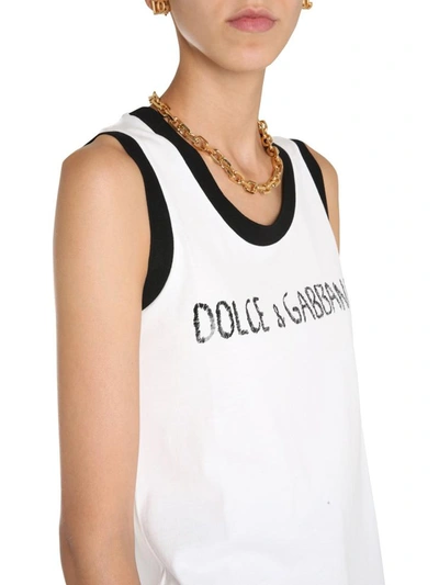 Shop Dolce & Gabbana Jersey Tank In White