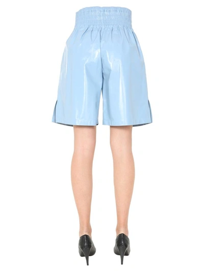 Shop Bottega Veneta Leather Shorts In Baby Blue