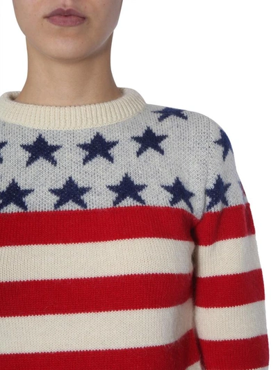 Shop Saint Laurent Flag Jacquard Sweater In Multicolour