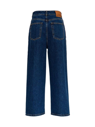 Shop Alexander Mcqueen Wide Denim Jeans With Side Band In Blu