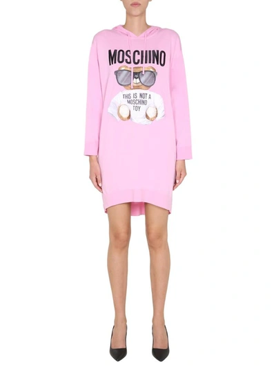 Shop Moschino Hooded Dress In Pink