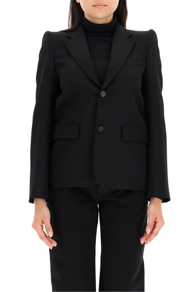Shop Balenciaga Curved Shoulder Blazer In Black
