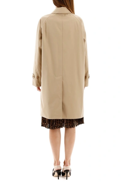 Shop Burberry Raincoat With Leopard Print Lining In Honey