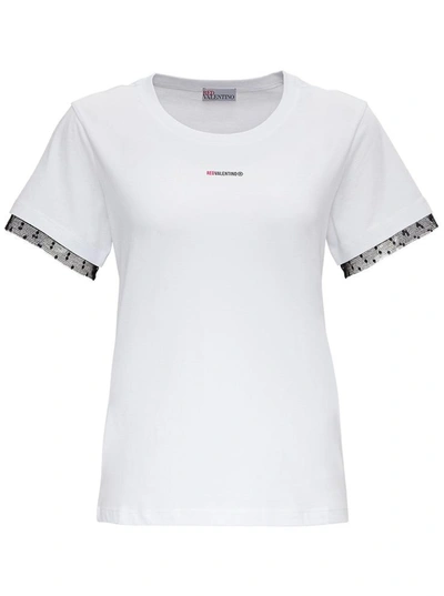 Shop Red Valentino Cotton T-shirt With Logo Print In White