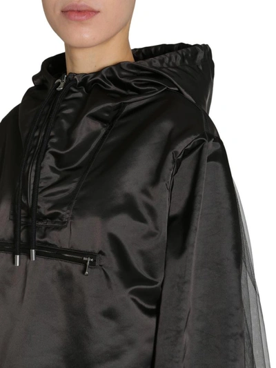 Shop Moschino Hooded Anorak In Black